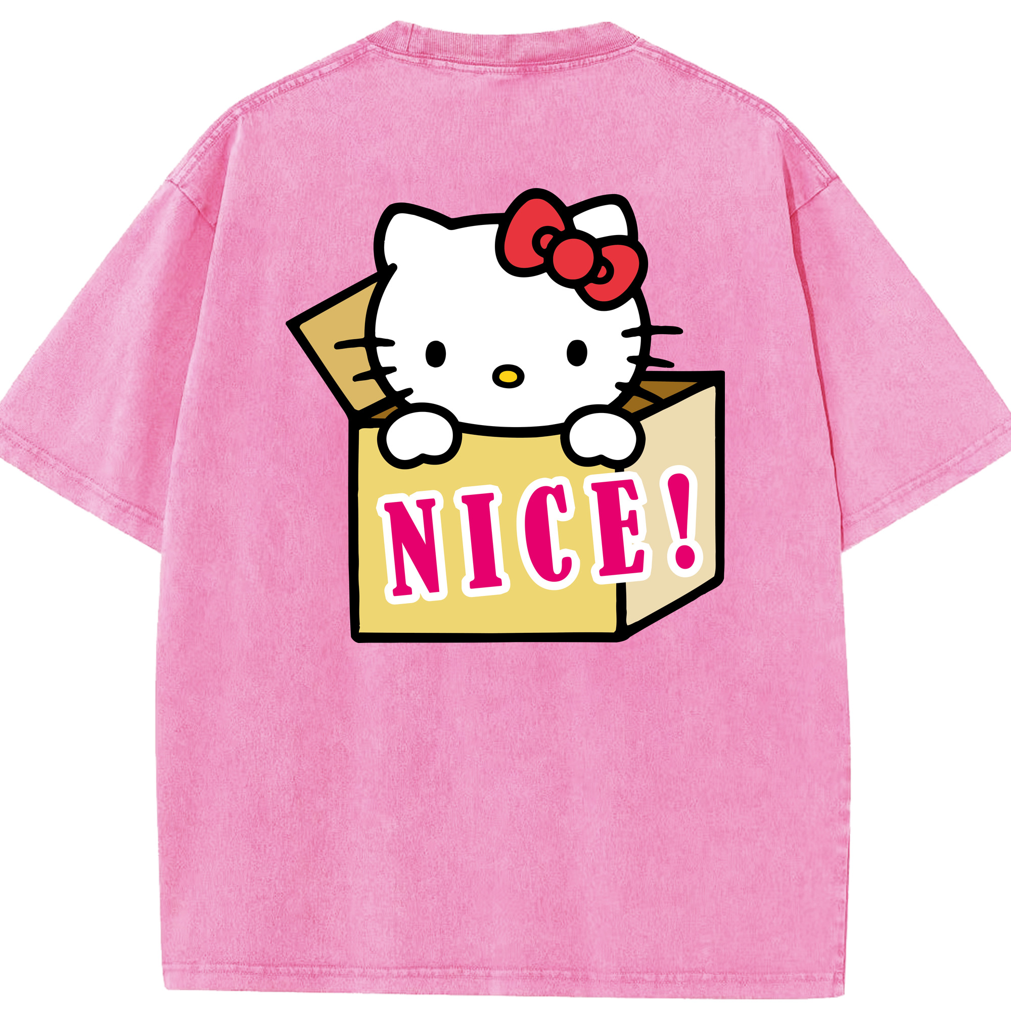 （画像用） Hello Kitty ハローキティ 綿100% ヴィンテージ風 半袖Tシャツ（背面プリント）